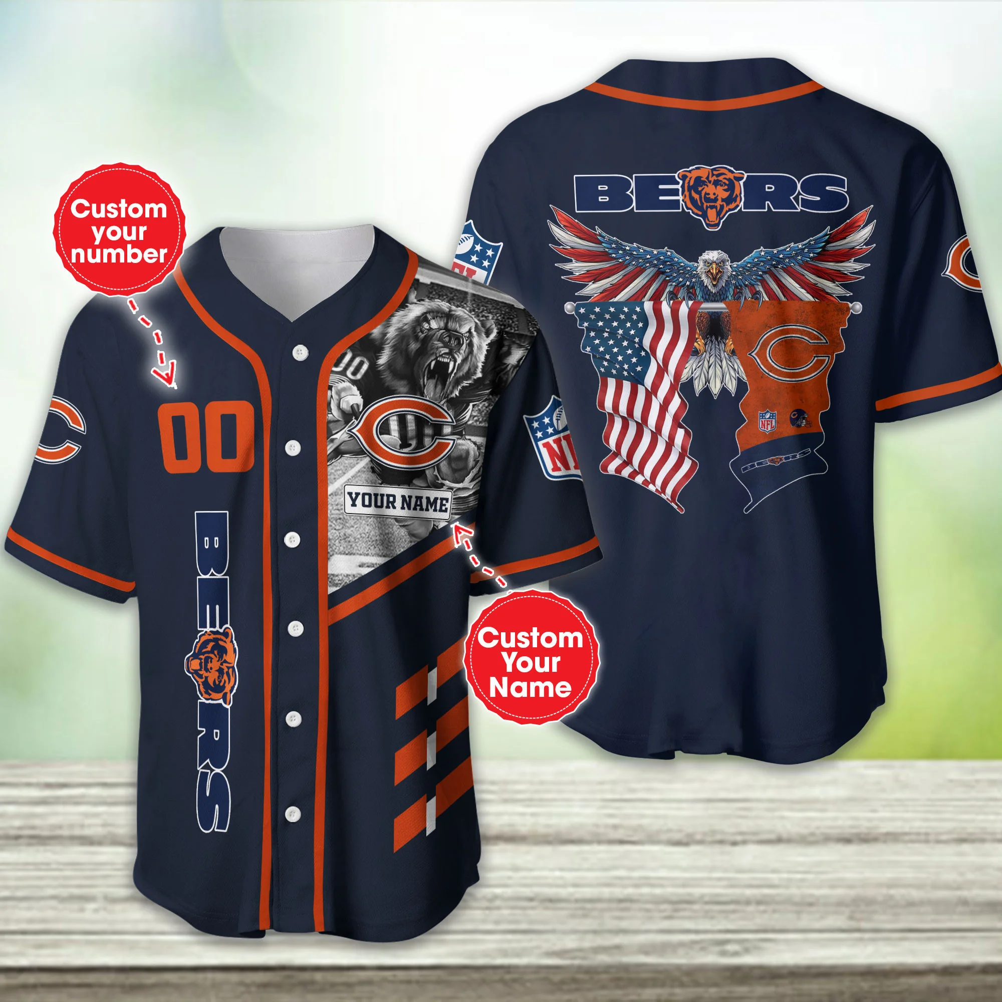 Chicago Bears Personalized Baseball Jersey 393