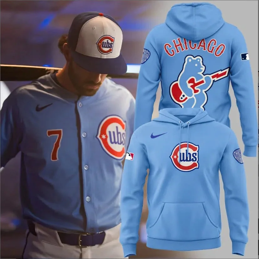 Chicago Cubs Alternate Hoodie MLB City Connect 2025 Light Blue Fan Merch Baseball Gifts