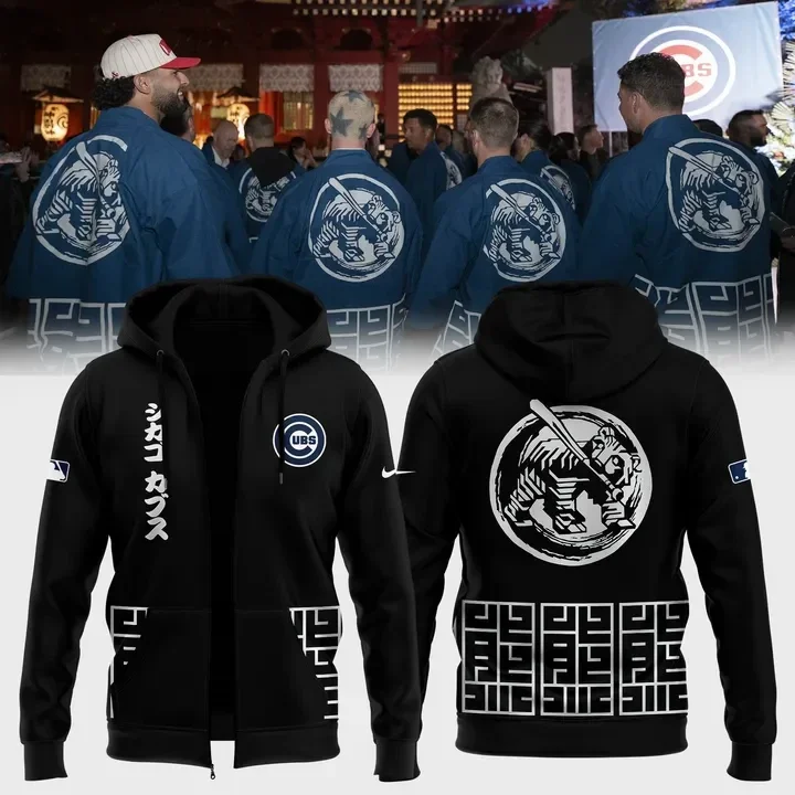 Chicago Cubs Tokyo Series Black Zipper Hoodie