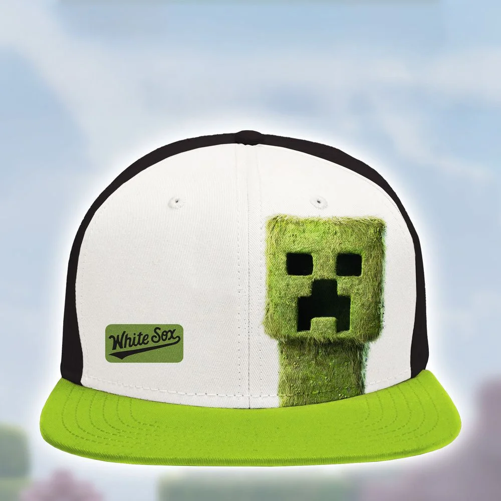 Chicago White Sox x Minecraft Creeper Snapback Hat - Baseball Fan Gift for Husband