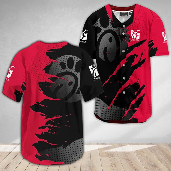 Chick Fil A Metal Crack Pattern Baseball Jersey Style4155
