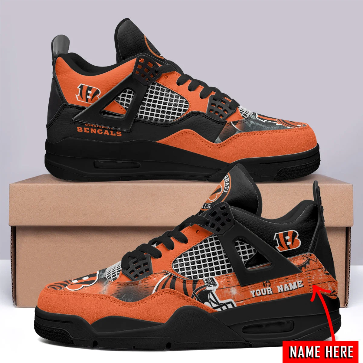 Cincinnati Bengals AJ4 Sneakers 13