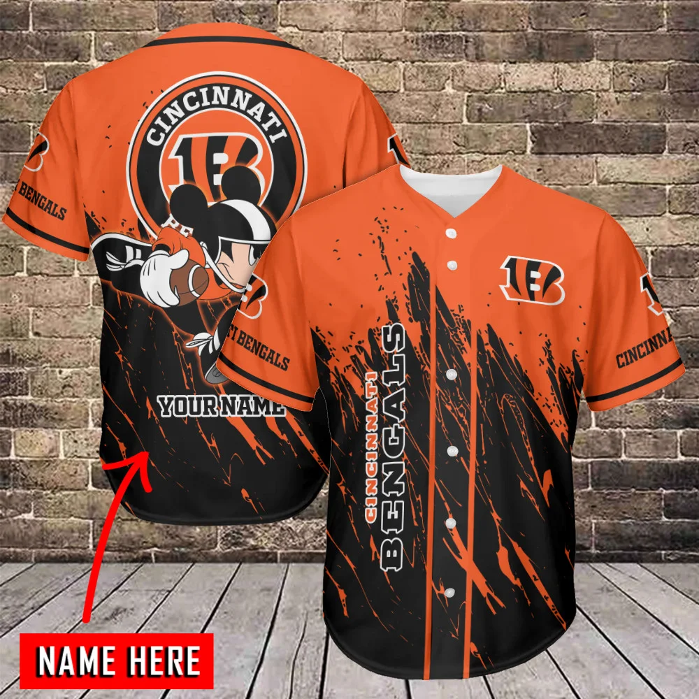 Cincinnati Bengals Mickey Personalized Baseball Jersey 707