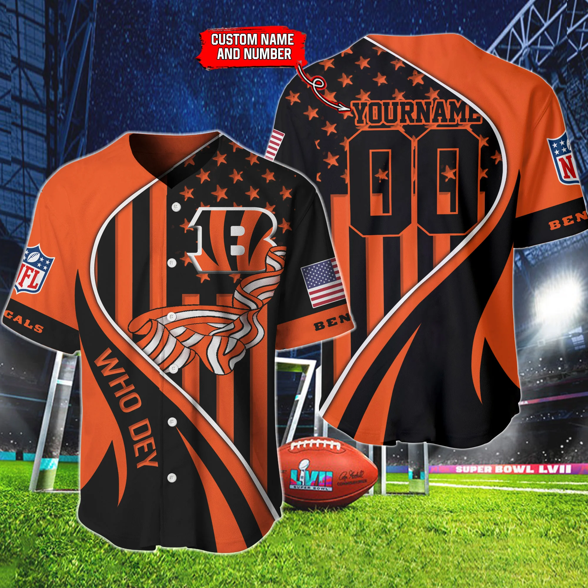Cincinnati Bengals Personalized Baseball Jersey 865