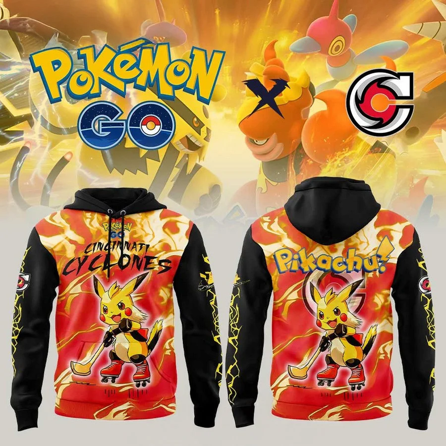 Cincinnati Cyclones x Pokemon GO New Hoodie Presents For Hockey Fans