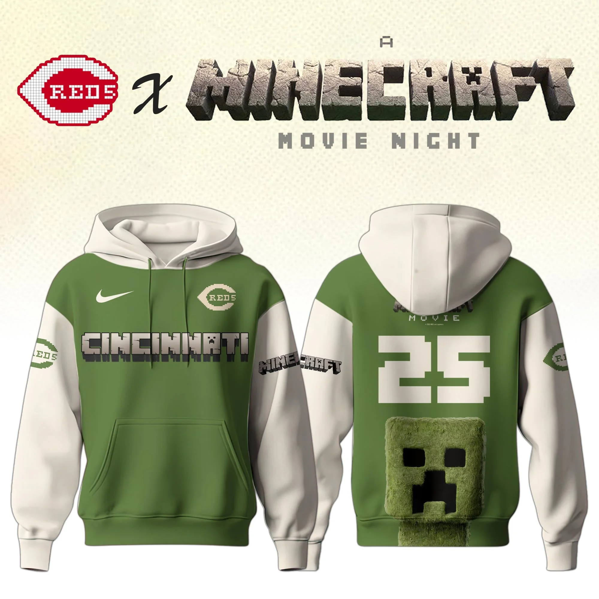 Cincinnati Reds MLB x A MINECRAFT MOVIE Night Hoodie Unique Gifts Baseball Fans