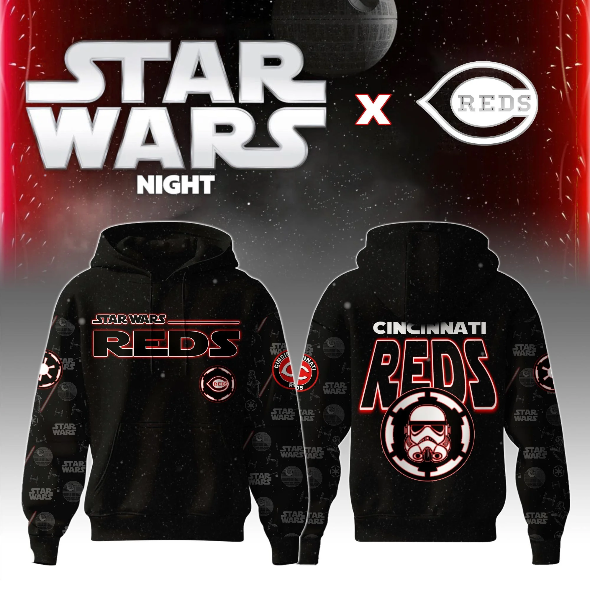 Cincinnati Reds MLB x Star War Night Hoodie 2025 Cool