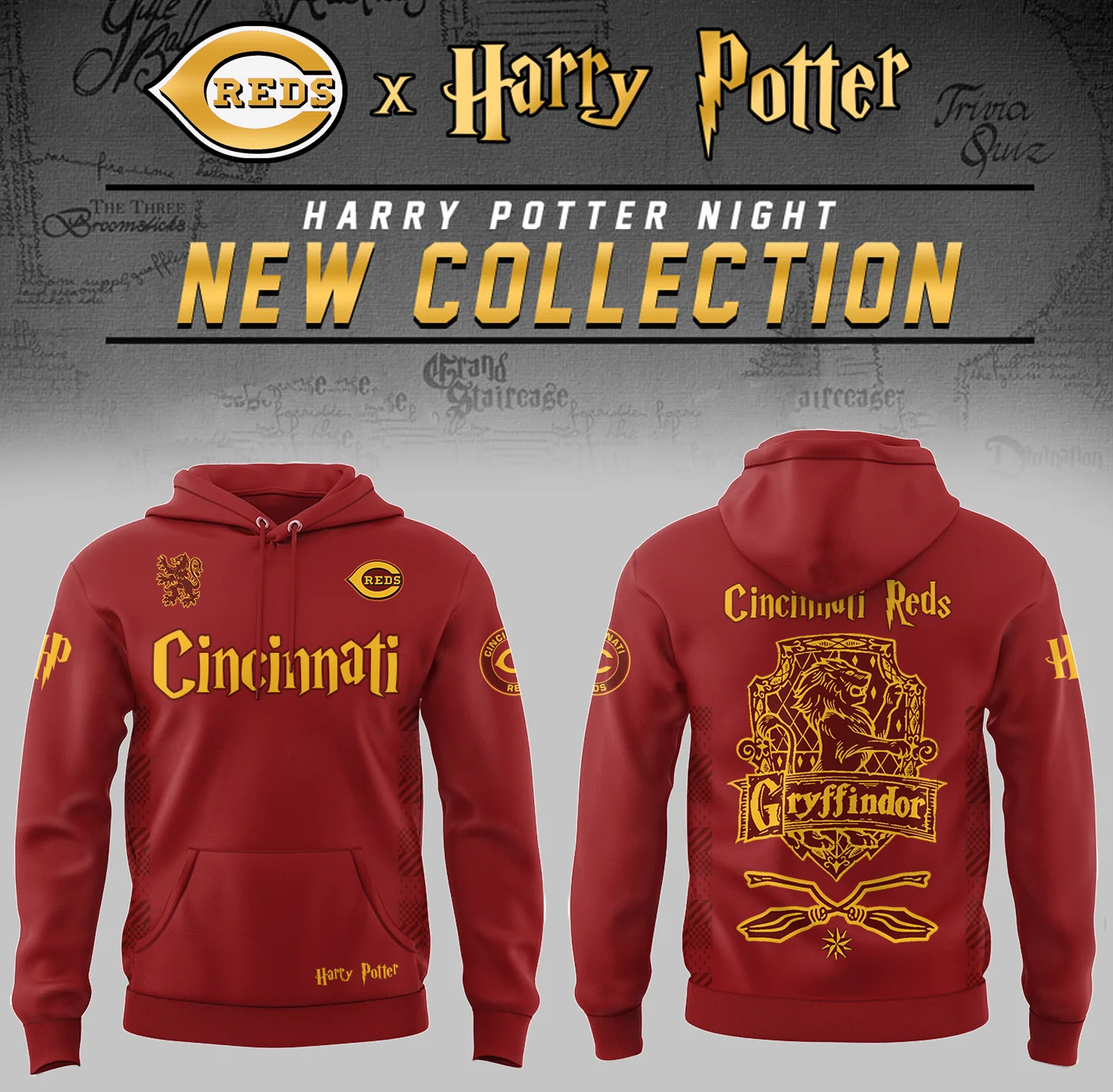 Cincinnati Reds x Harry Potter Night Gryffindor House Hoodie Baseball Coach Gift Ideas