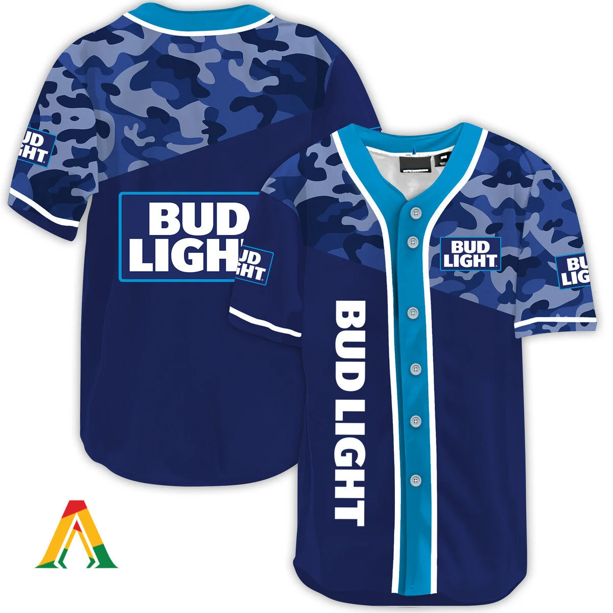 Classic Camouflage Bud Light Baseball Jersey Style8617