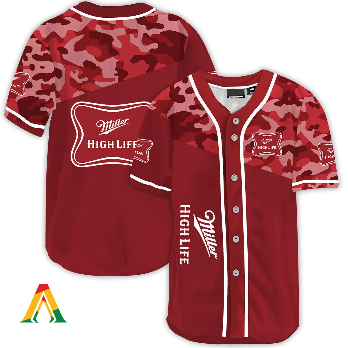 Classic Camouflage Miller High Life Baseball Jersey Style6906