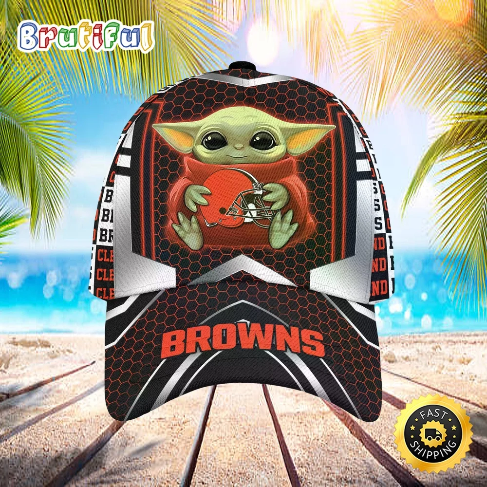 Cleveland Browns Baby Yoda All Over Print 3D Baseball Cap