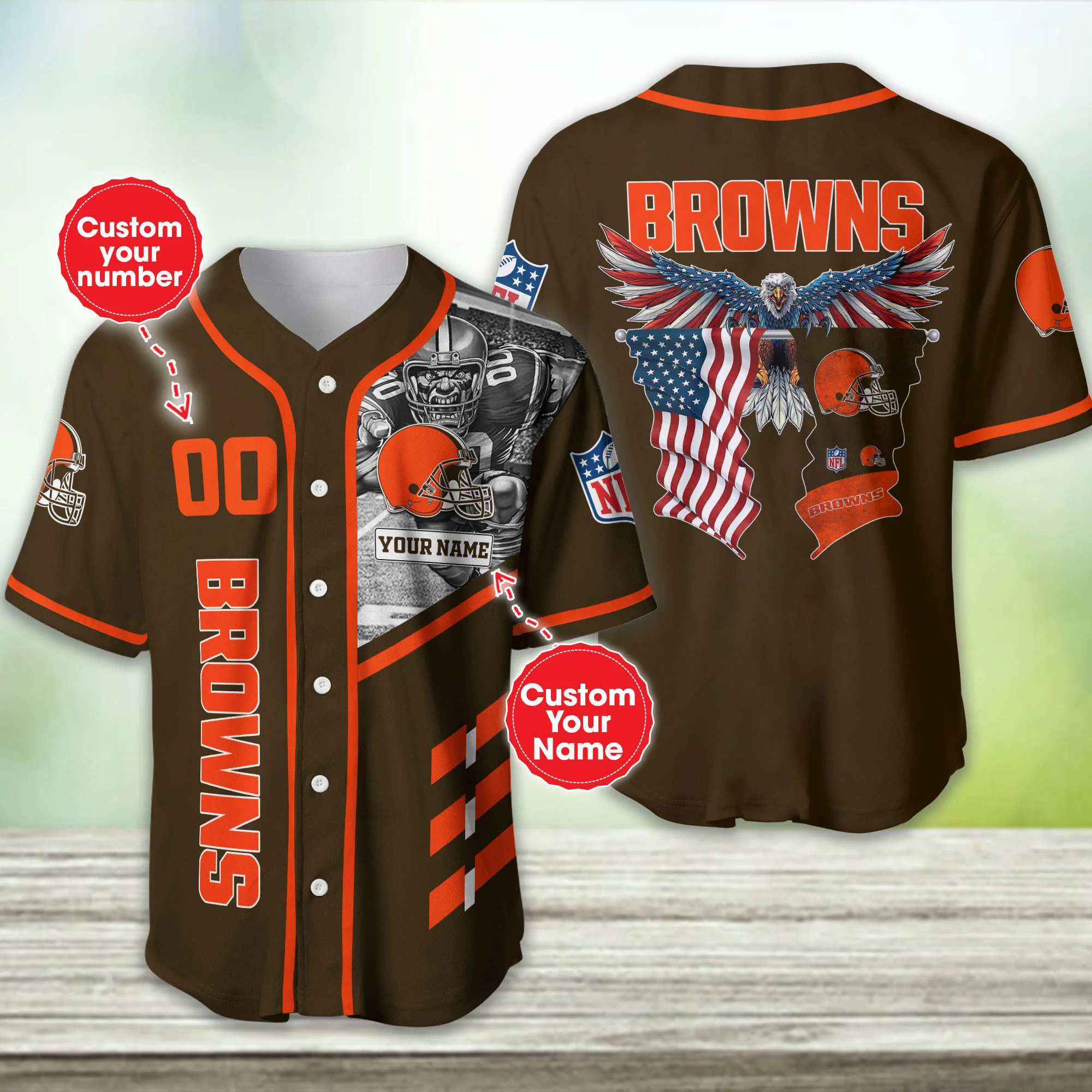 Cleveland Browns Personalized Baseball Jersey 395