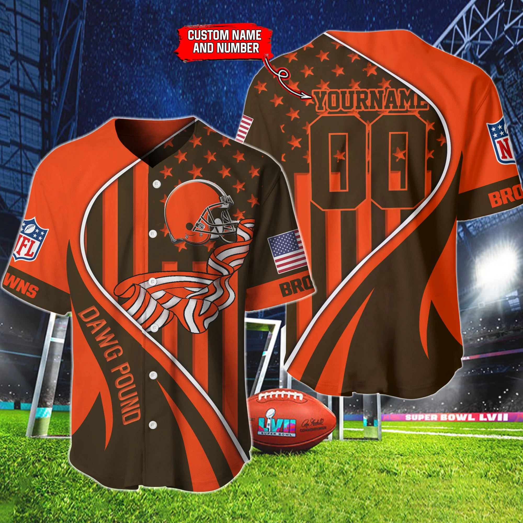 Cleveland Browns Personalized Baseball Jersey 866