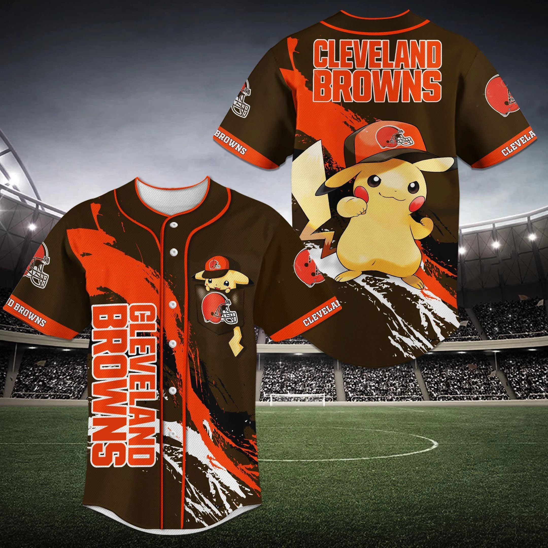 Cleveland Browns Pikachu Baseball Jersey 667