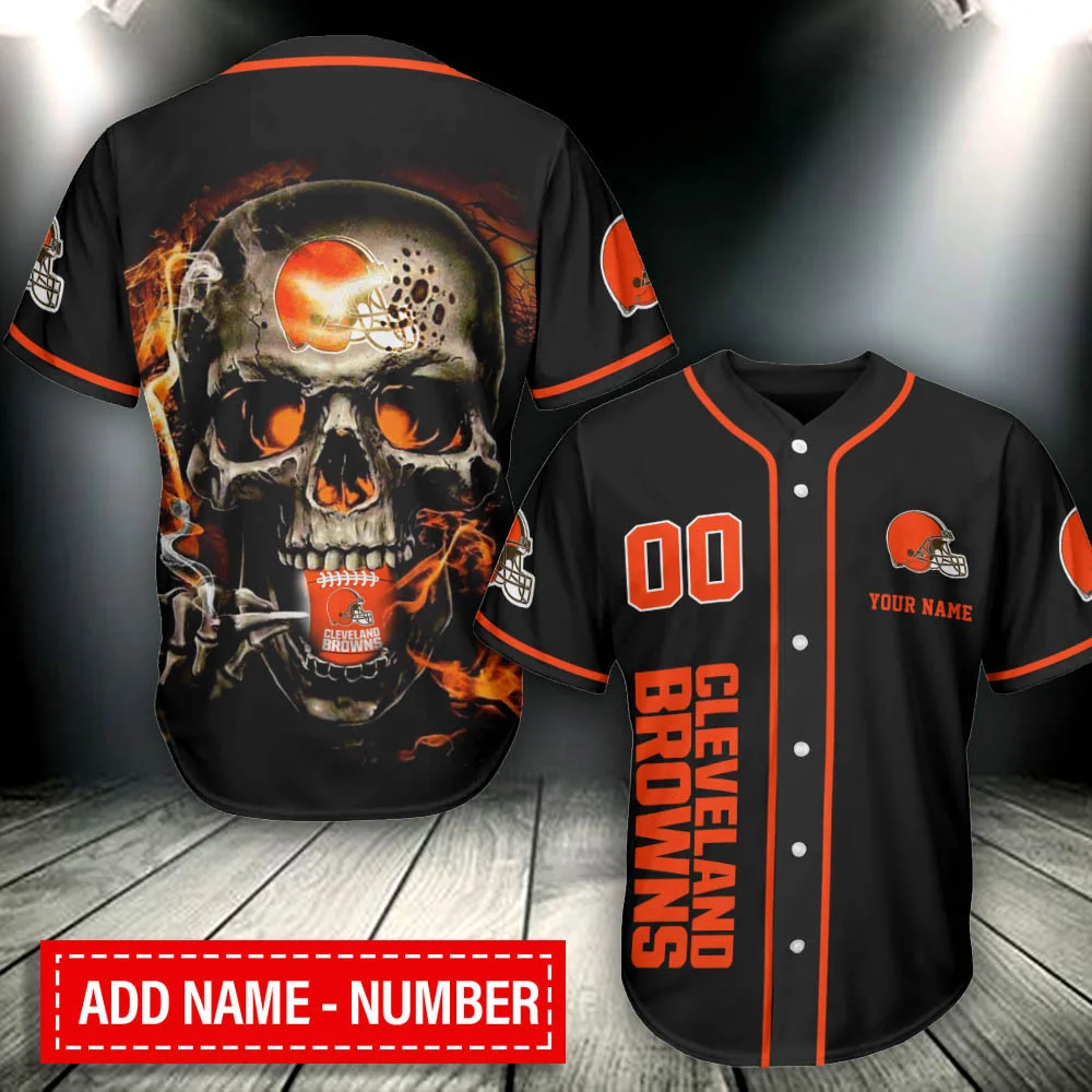 Cleveland Browns Skull Personalized Baseball Jersey 234