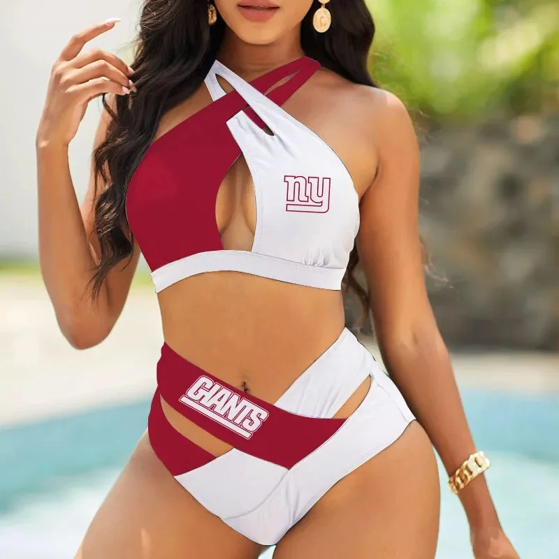 Cleveland Browns Womens 2Pcs Bikini Swimsuit Criss Cross Cutout Bathing Suit St4579
