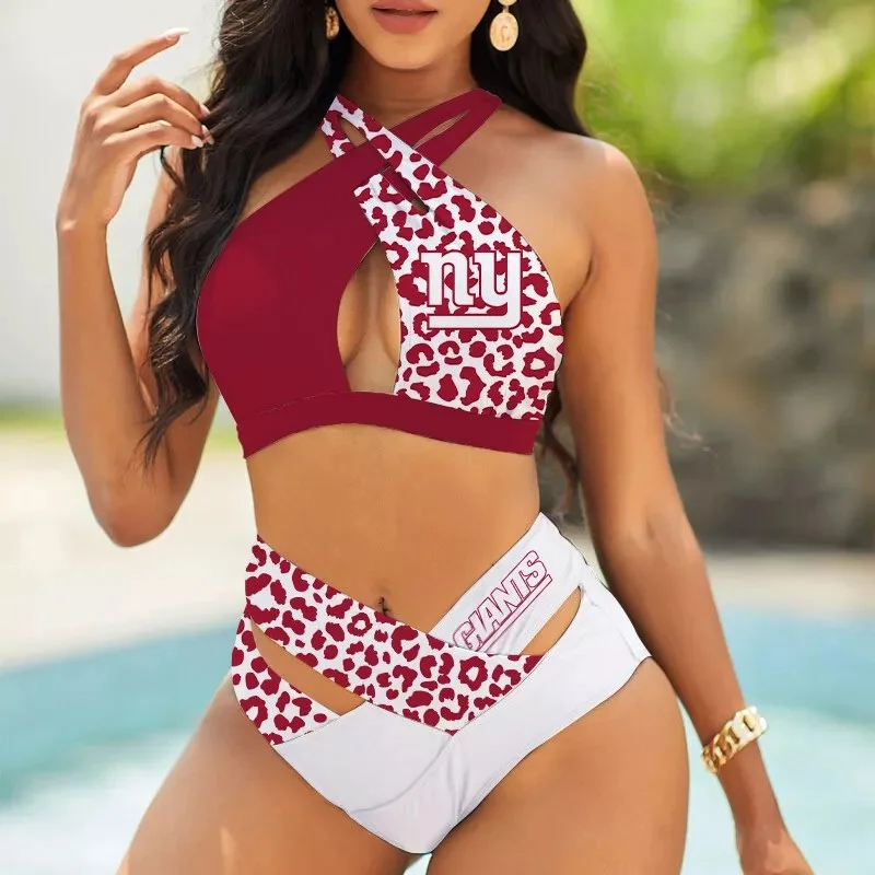 Cleveland Browns Womens 2Pcs Bikini Swimsuit Criss Cross Cutout Bathing Suit St8314