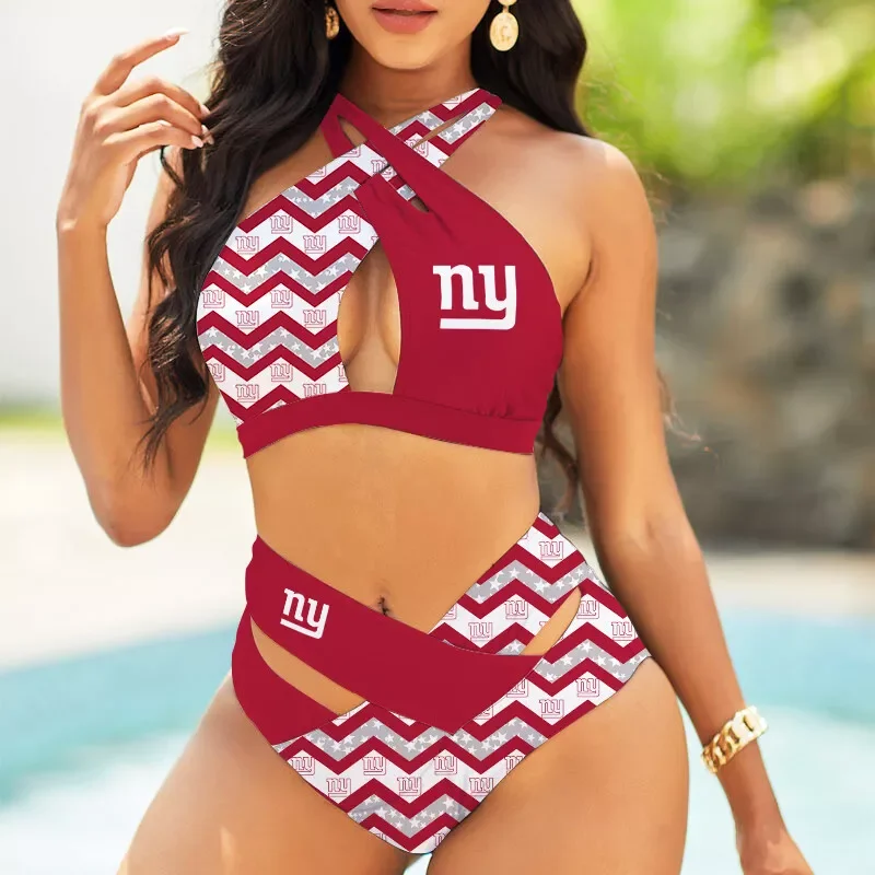 Cleveland Browns Womens 2Pcs Bikini Swimsuit Criss Cross Cutout Bathing Suit St4030