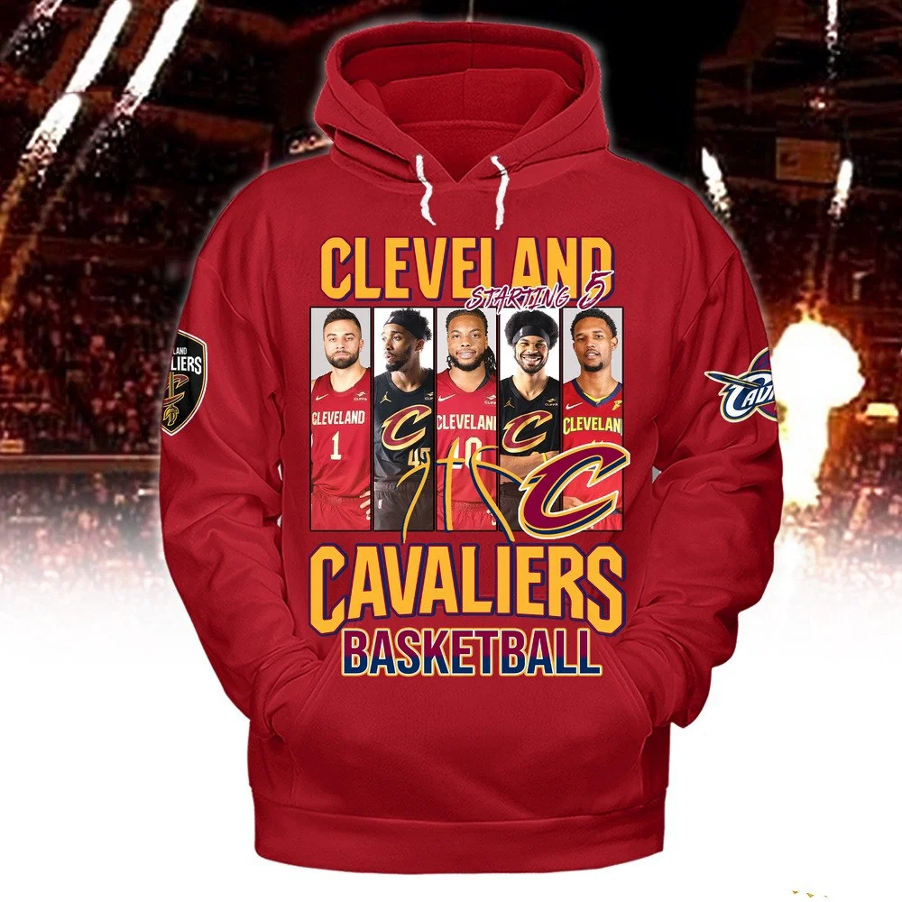 Cleveland Cavaliers Starting 5 Basketball Red Hoodie Best Gifts For Basketball Fans