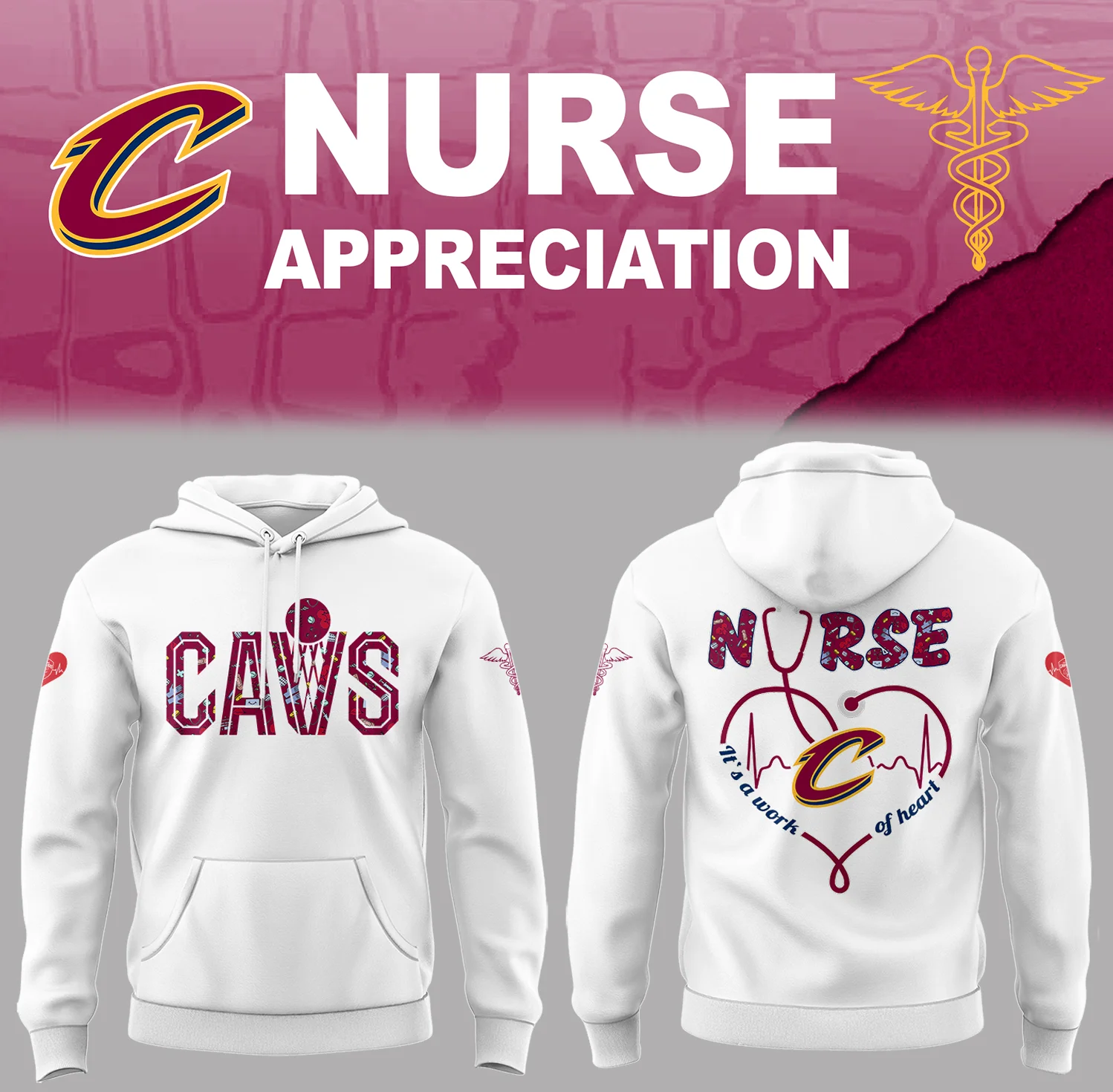 Cleveland Cavaliers x Nurse Appreciation Hoodie Gifts For Basketball Players Gifts For Basketball Players