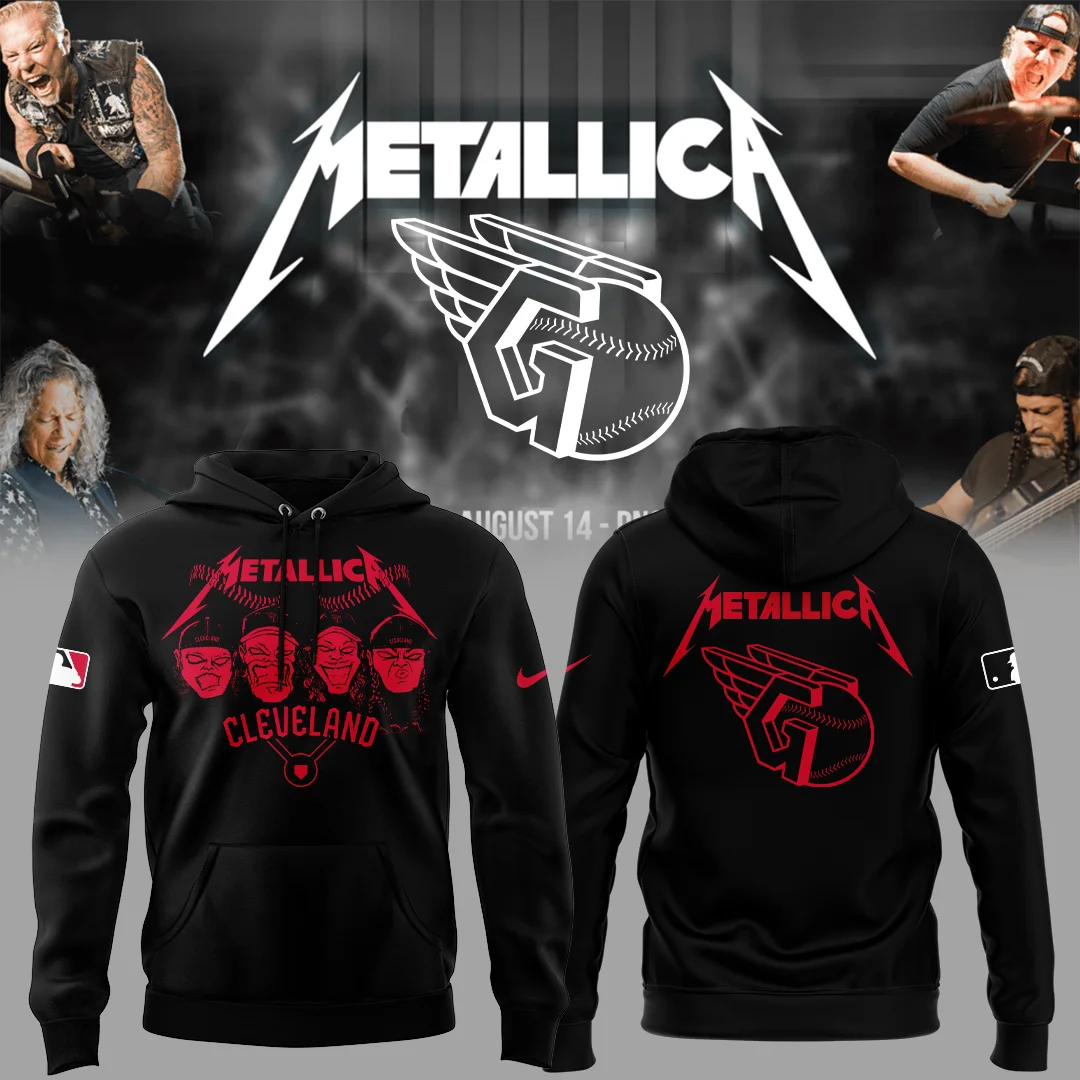 Cleveland Guardians Baseball Metallica Night Black Hoodie