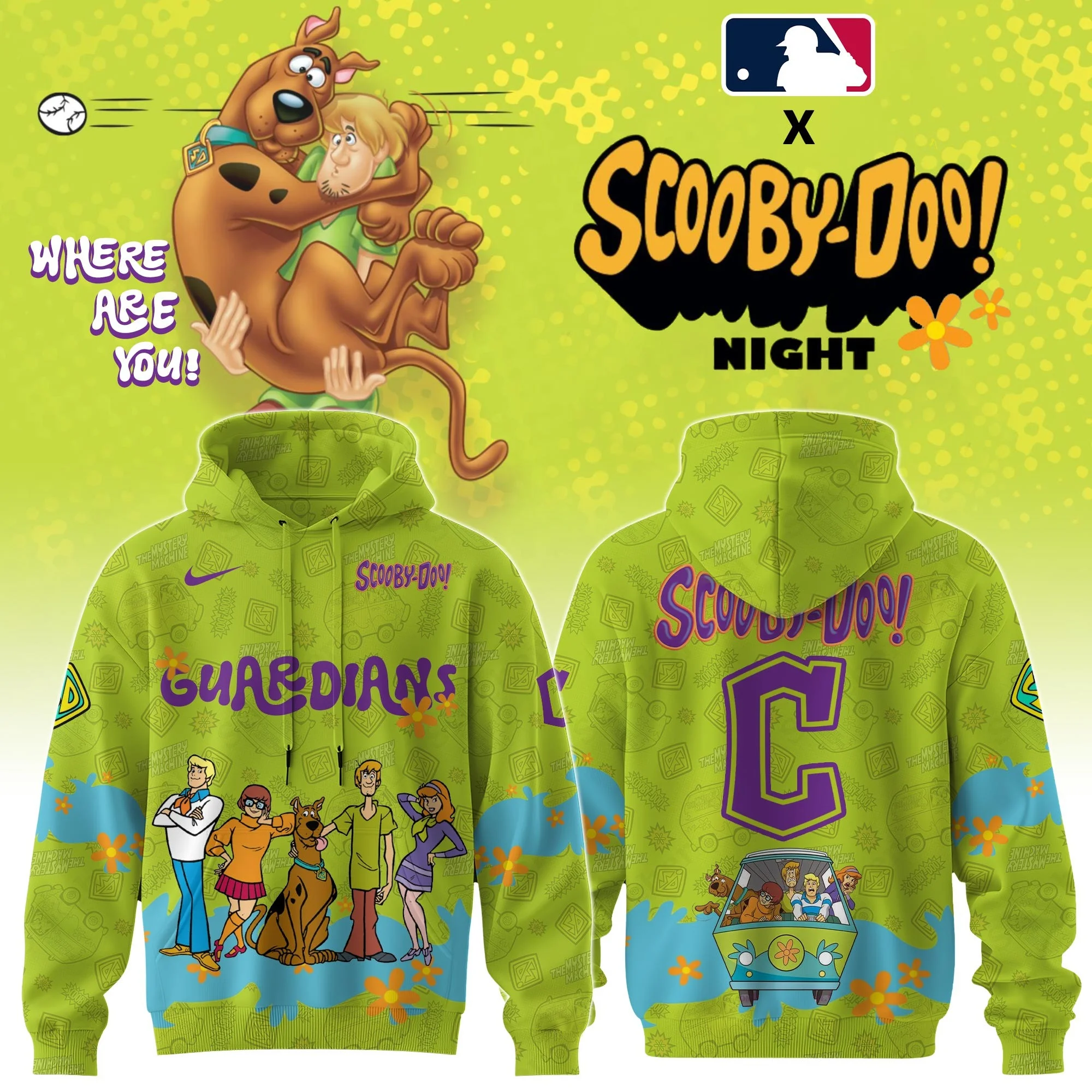 Cleveland Guardians MLB X Scooby Doo Hoodie Merch Fans