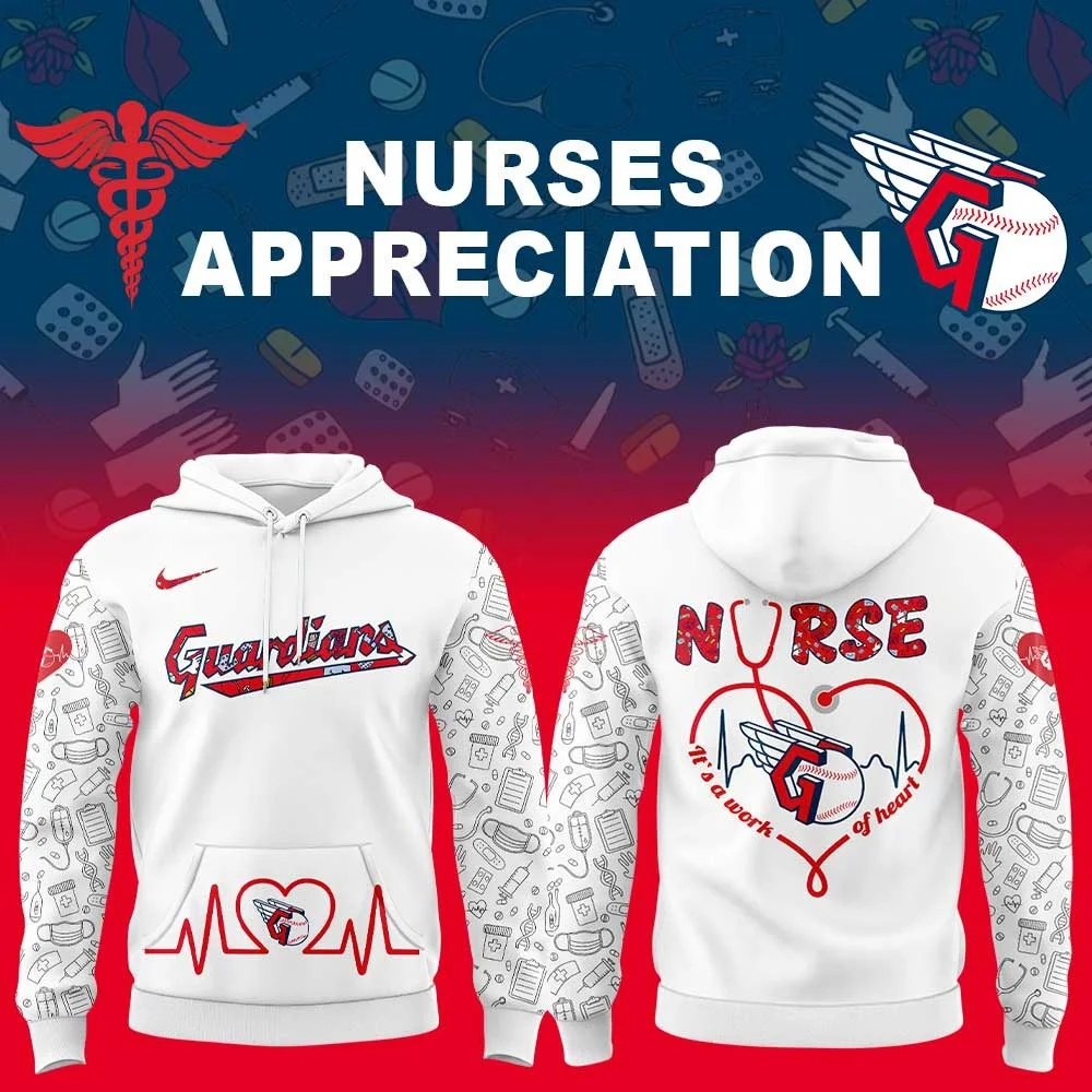 Cleveland Guardians Nurses Appreciation Hoodie It's A Work Of Heart Baseball