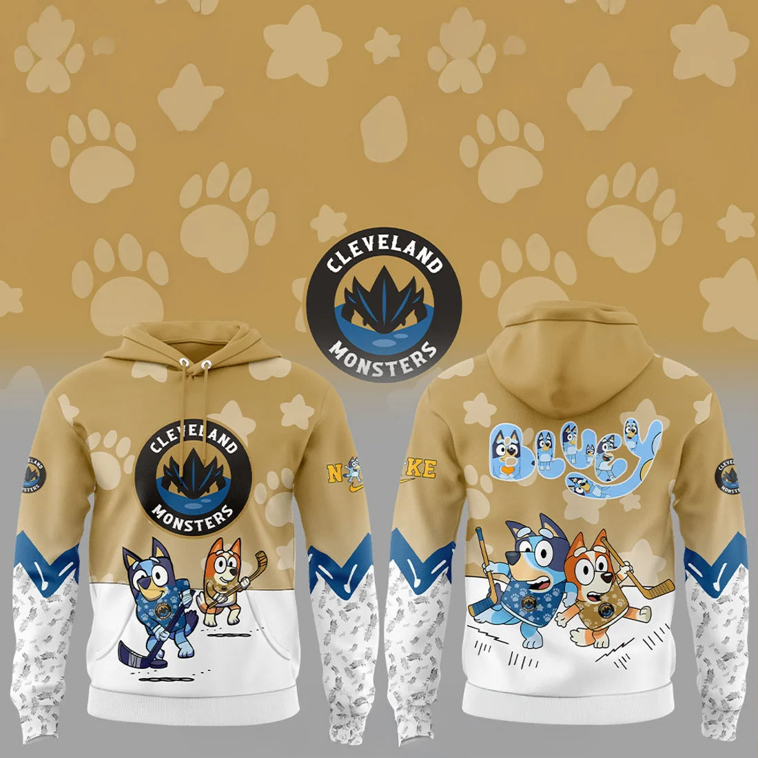 Cleveland Monsters Bluey and Bingo Hoodie Great Gifts For Hockey Fans