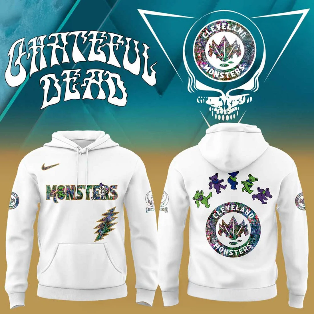 Cleveland Monsters Grateful Dead Night Hoodie Gifts For Hockey Enthusiasts
