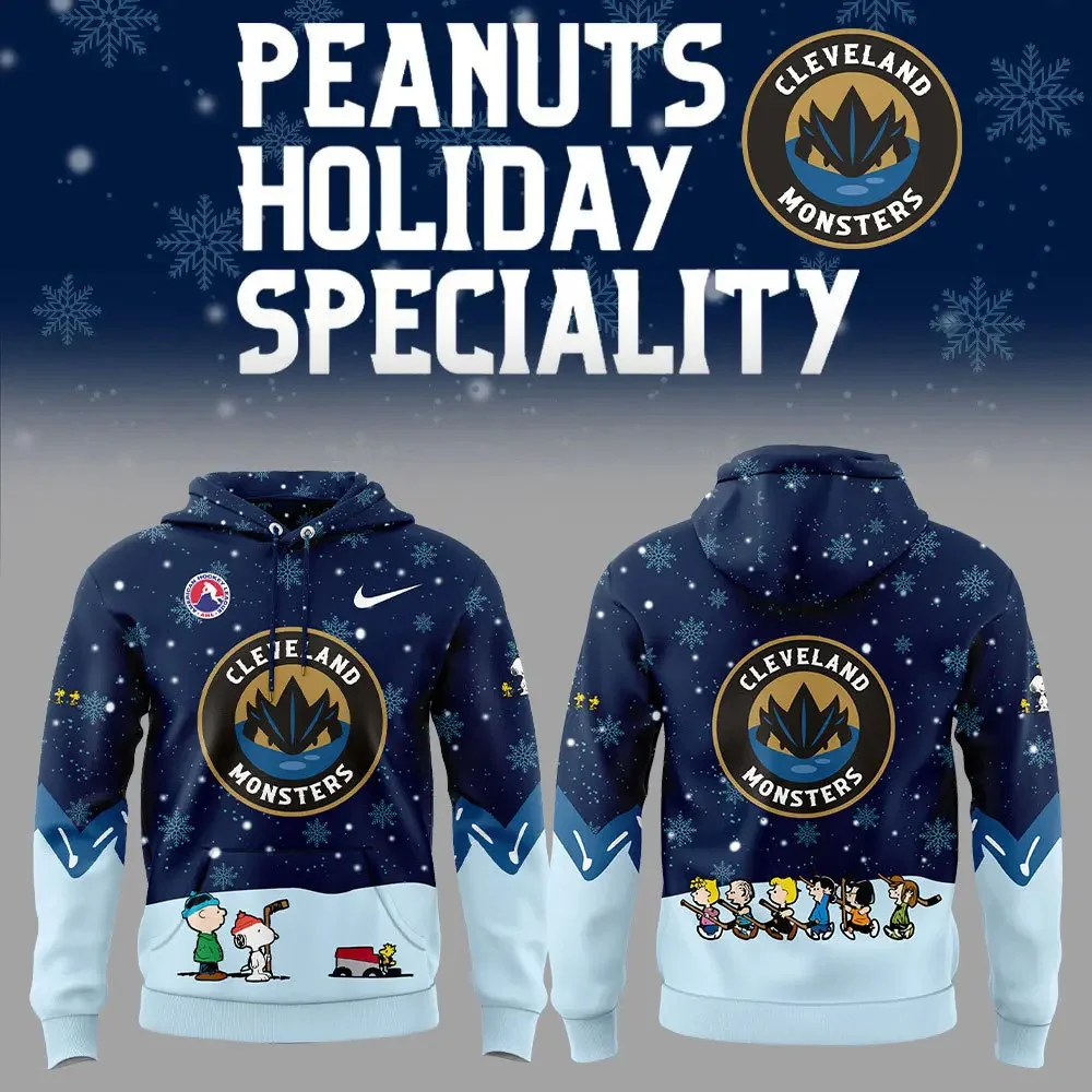 Cleveland Monsters Peanuts And Snoopy Nike Hoodie Gifts For Hockey Enthusiasts