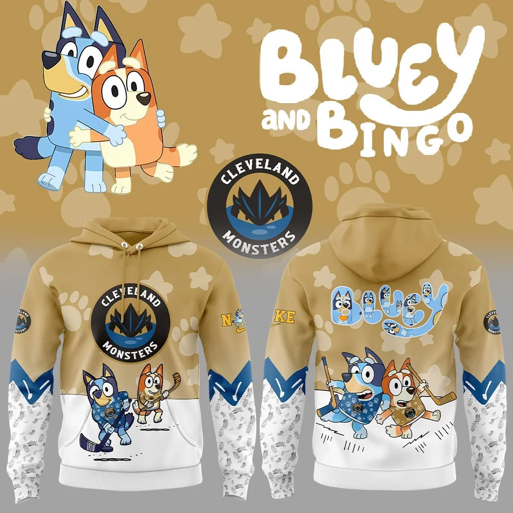 Cleveland Monsters X Bluey And Bingo Hoodie Cute Best Gifts For Hockey Lovers Fans