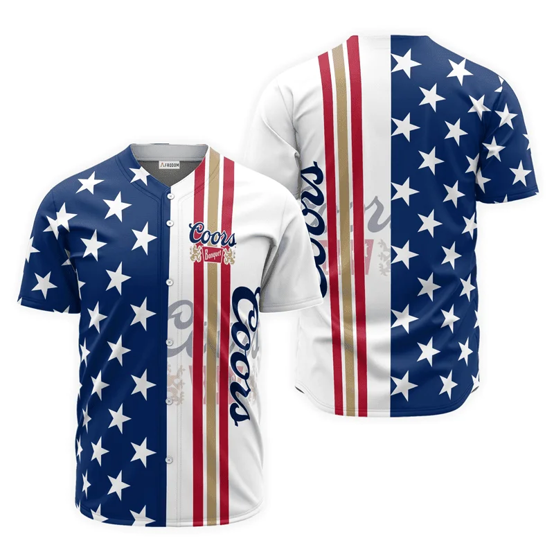 Coors Banquet American Flag Baseball Jersey Style9888