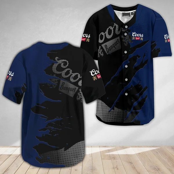 Coors Banquet Beer Metal Crack Pattern Baseball Jersey Style4593