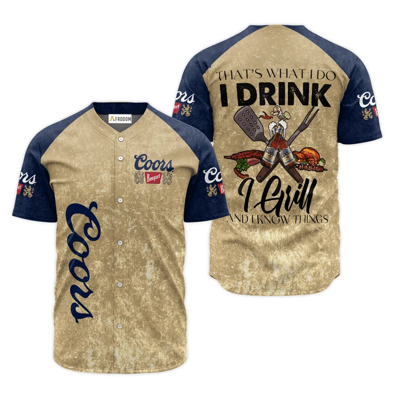 Coors Banquet Beige I Drink I Grill Baseball Jersey Style3136