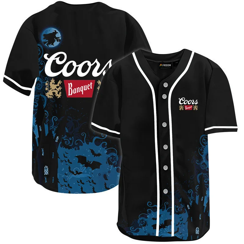 Coors Banquet Black Halloween Witch Baseball Jersey Style2050