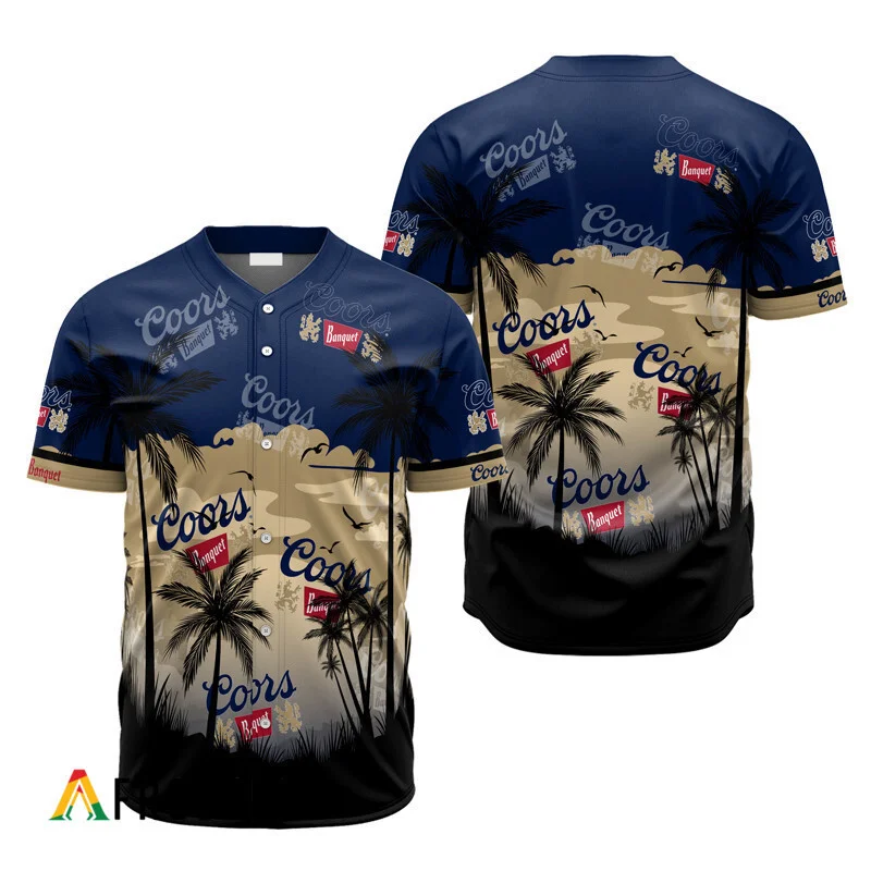 Coors Banquet Coconut Trees Baseball Jersey Style1565
