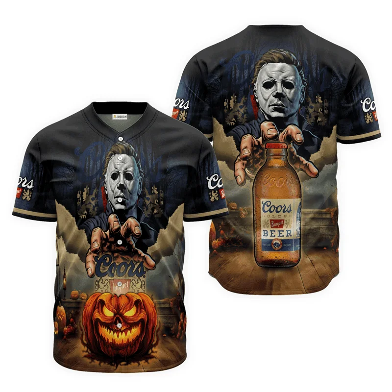 Coors Banquet Halloween Michael Myers Baseball Jersey Style4971