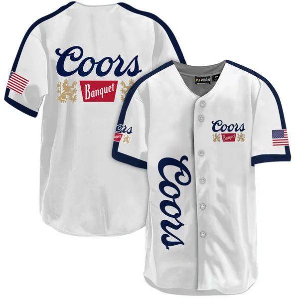 Coors Banquet White Baseball Jersey Style2539