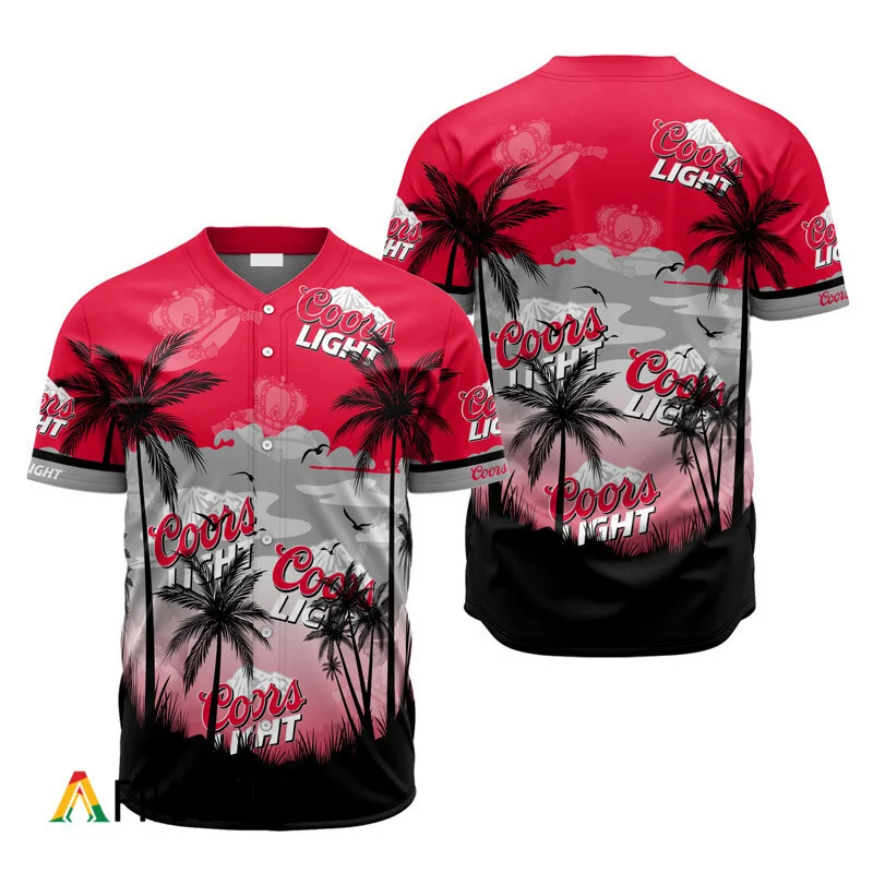 Coors Light Coconut Trees Baseball Jersey Style9137