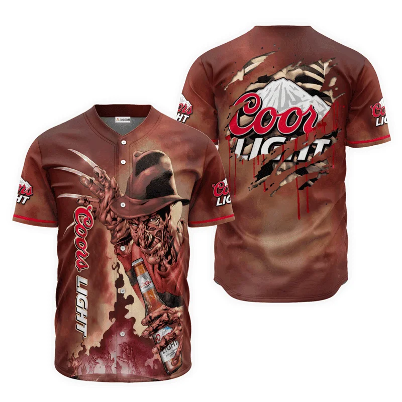 Coors Light Halloween Freddy Krueger Baseball Jersey Style6515