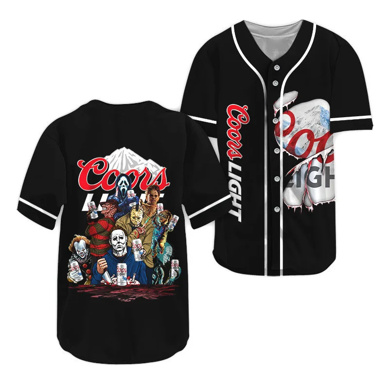 Coors Light Horror Halloween Characters Baseball Jersey Style1373