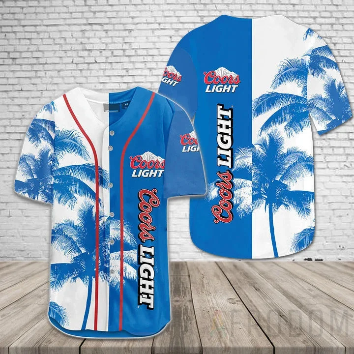 Coors Light Tropical Coconut Trees Baseball Jersey Style7989