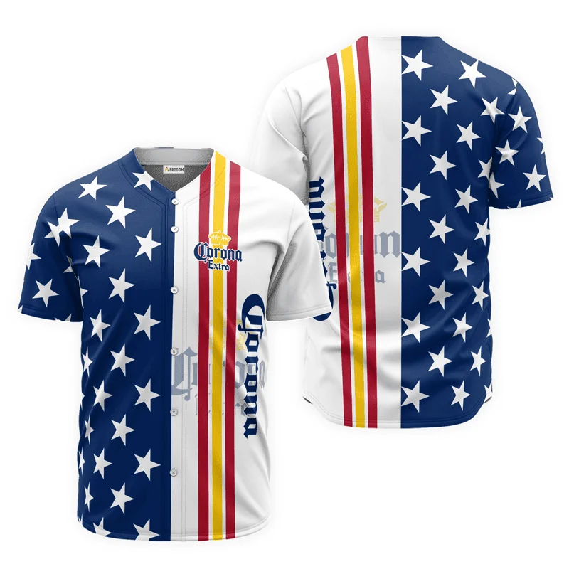 Corona Extra American Flag Baseball Jersey Style9562