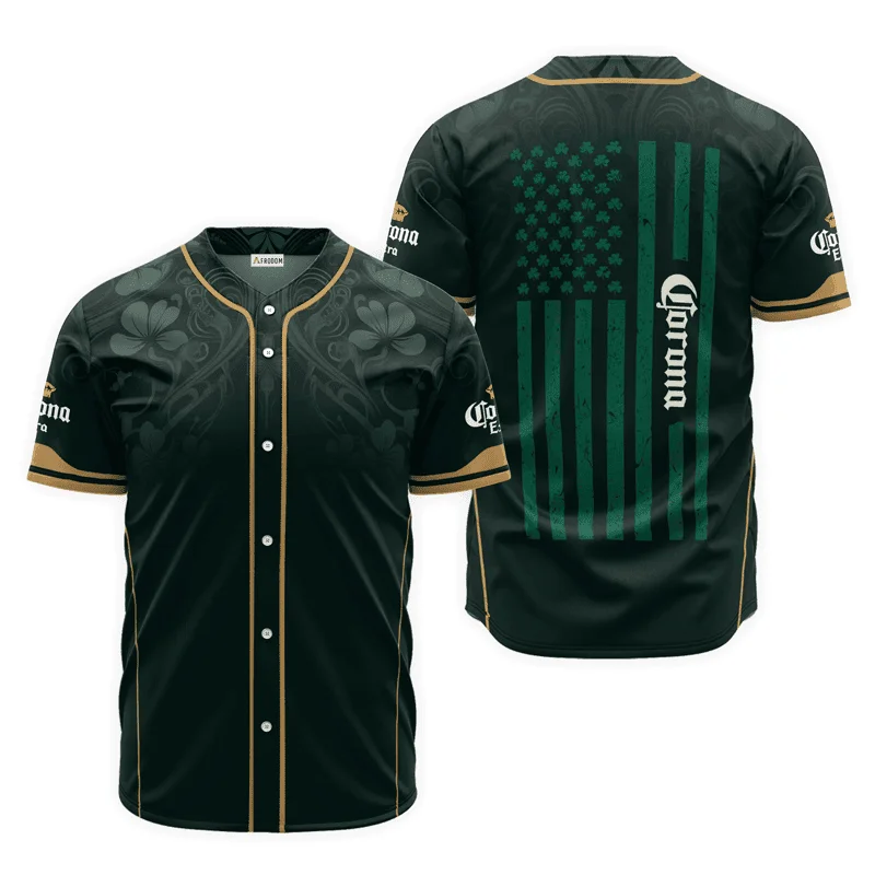 Corona Extra St. Patrick's Day American Flag Baseball Jersey Style9991