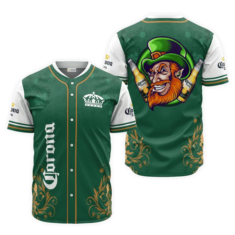 Corona Extra St. Patrick's Day Leprechaun Baseball Jersey Style3285