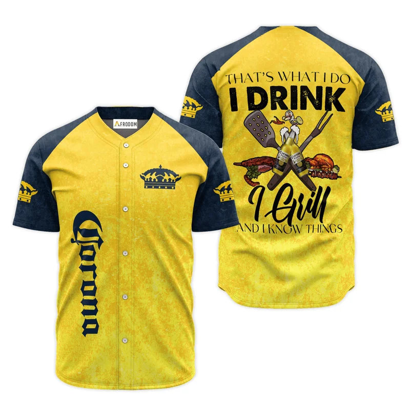 Corona Extra Yellow I Drink I Grill Baseball Jersey Style8692