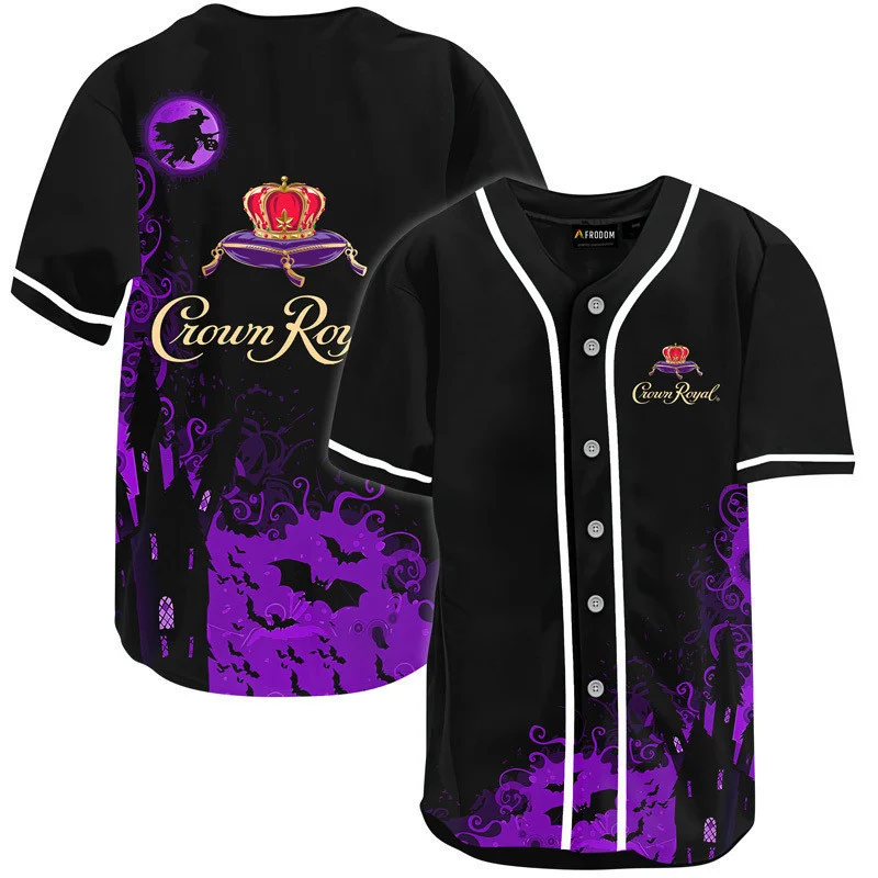 Crown Royal Black Halloween Witch Baseball Jersey Style7695