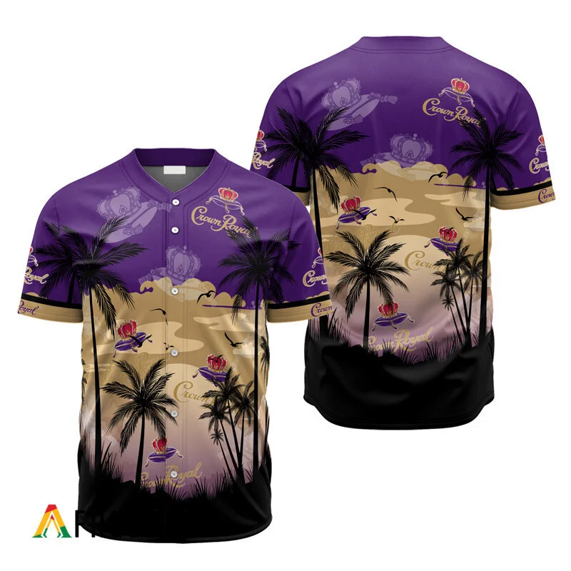 Crown Royal Coconut Trees Baseball Jersey Style6606