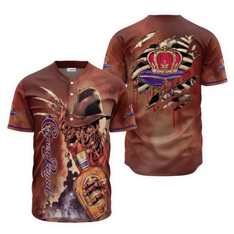 Crown Royal Halloween Freddy Krueger Baseball Jersey Style8378