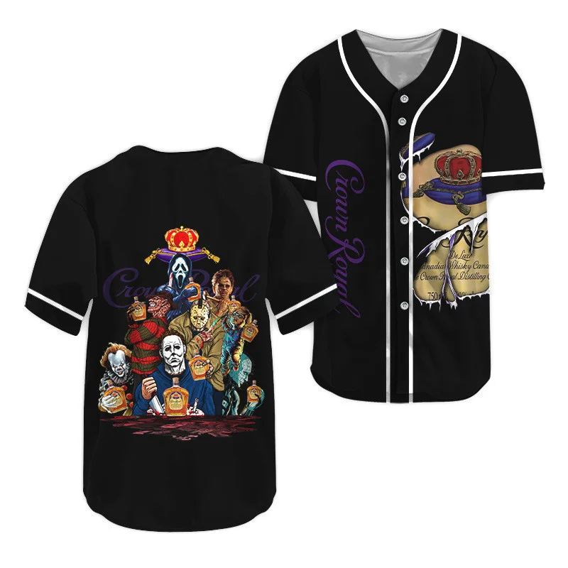 Crown Royal Horror Halloween Characters Baseball Jersey Style4343